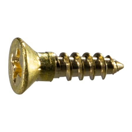 Midwest Fastener Wood Screw, #3, 3/8 in, Plain Brass Flat Head Phillips Drive, 100 PK 54866